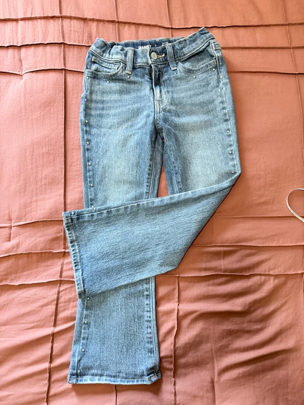 Old Navy Size 7 Flare leg Jeans with Side Studs